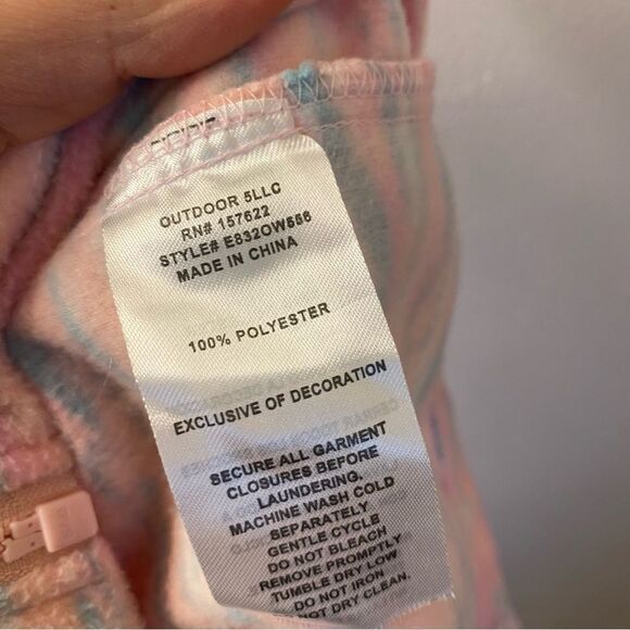Eddie Bauer Girls full zip pink print Fleece Jacket M 10/12 - Picture 7 of 8